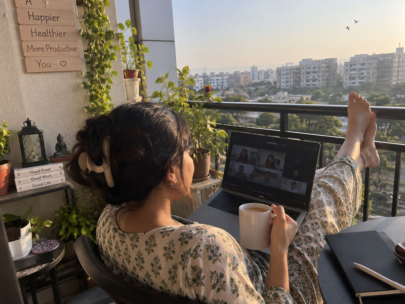 WFH balcony meeting