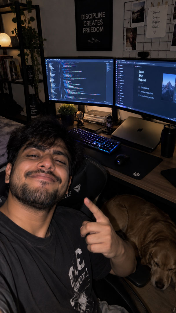 Developer selfie with dog